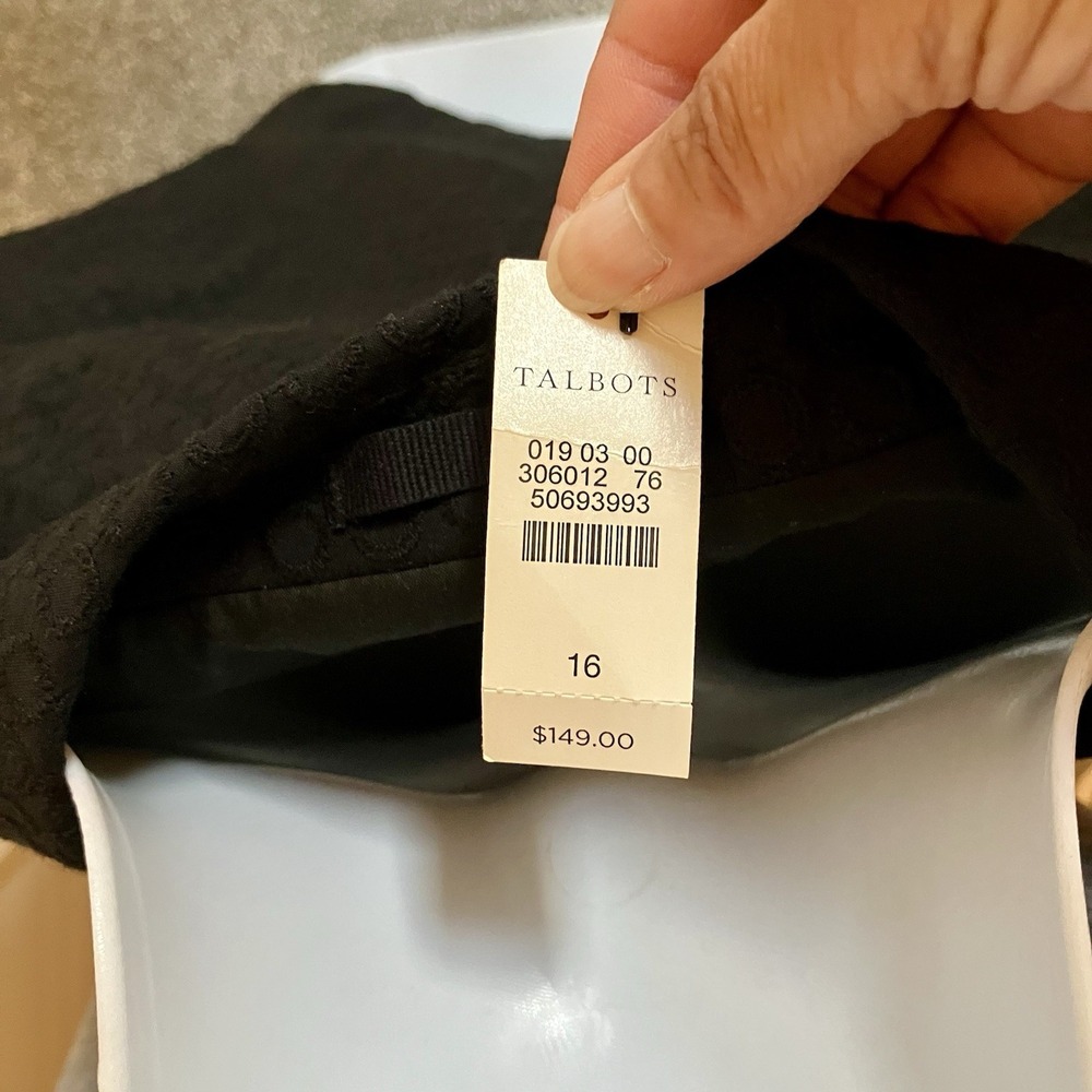 NWT Talbots Size 16 Cotton Blazer Jacket Women's Black Classic Textured - Picture 6 of 7